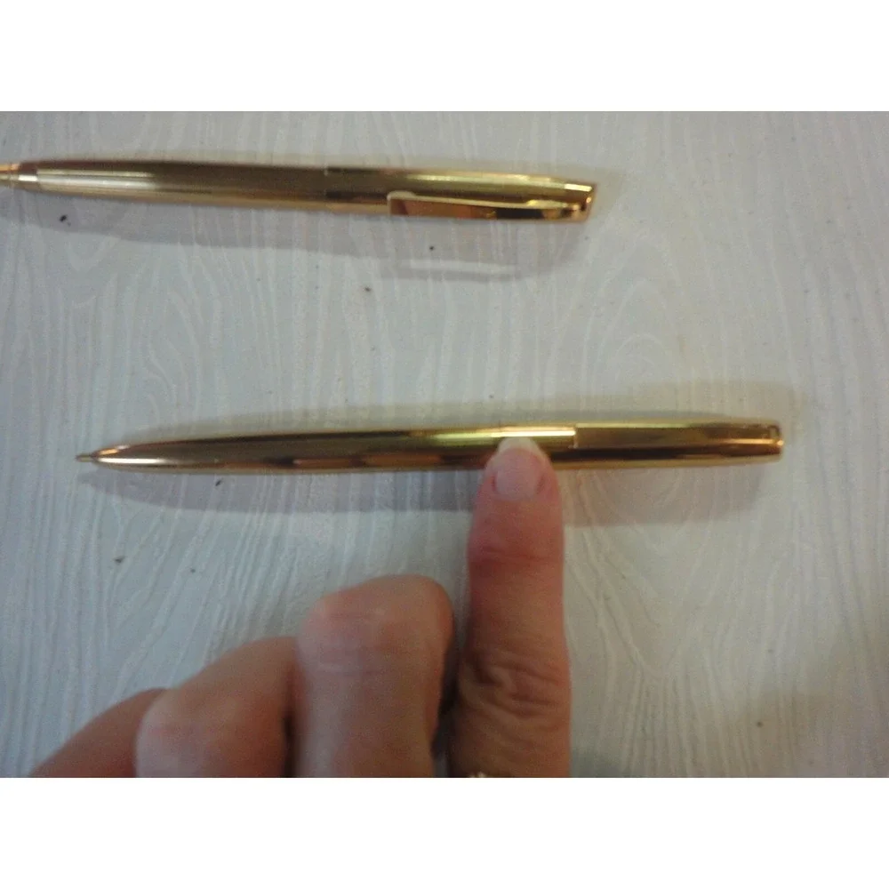 Vintage mechanical pencil and ink pen set gold color Stratford ? with case